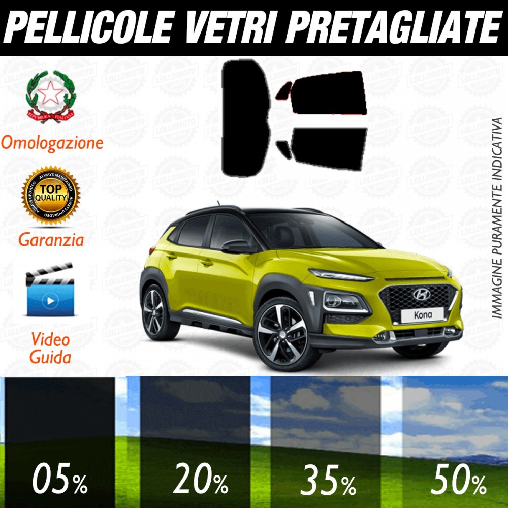 Hyundai Kona dal 2017 ad OGGI Pellicole Oscuramento Vetri Auto Pre Tagliate a Misura