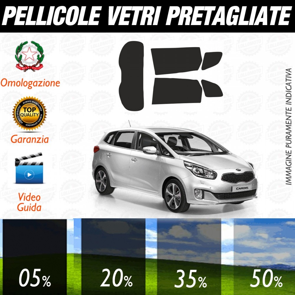 Kia Carens dal 2013 ad OGGI Pellicole Oscuramento Vetri Auto Pre Tagliate a Misura