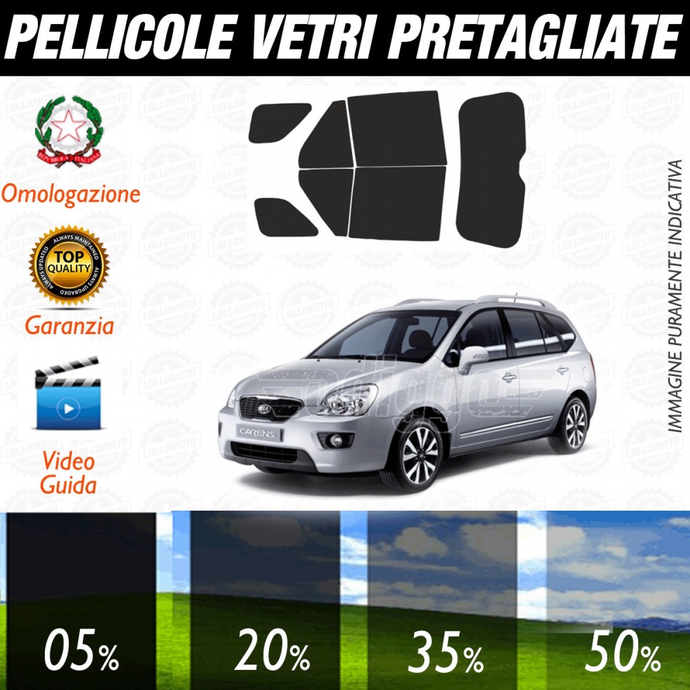 Kia Carens dal 2006 al 2012 Pellicole Oscuramento Vetri Auto Pre Tagliate a Misura