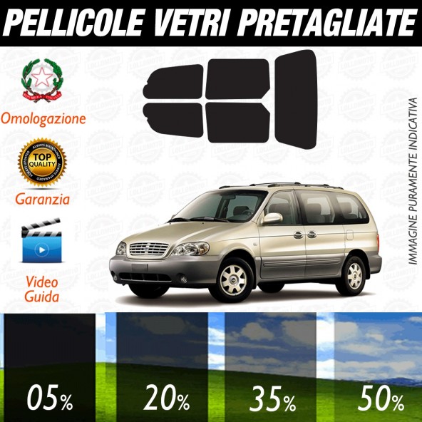 Kia Carnival dal 2001 al 2007 Pellicole Oscuramento Vetri Auto Pre Tagliate a Misura