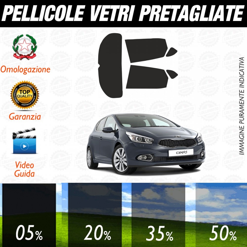 Kia Ceed 5P dal 2012 al 2017 Pellicole Oscuramento Vetri Auto Pre Tagliate a Misura