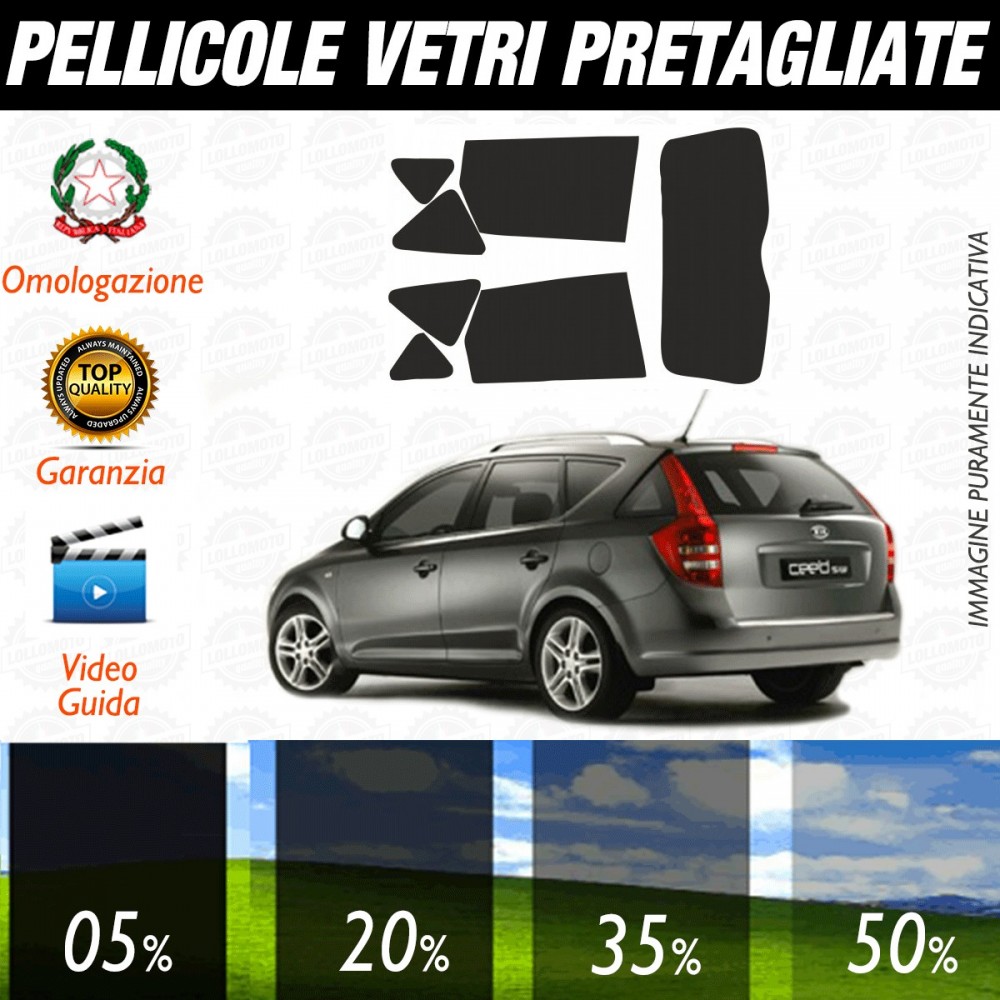 Kia Ceed Sw dal 2006 al 2012 Pellicole Oscuramento Vetri Auto Pre Tagliate a Misura