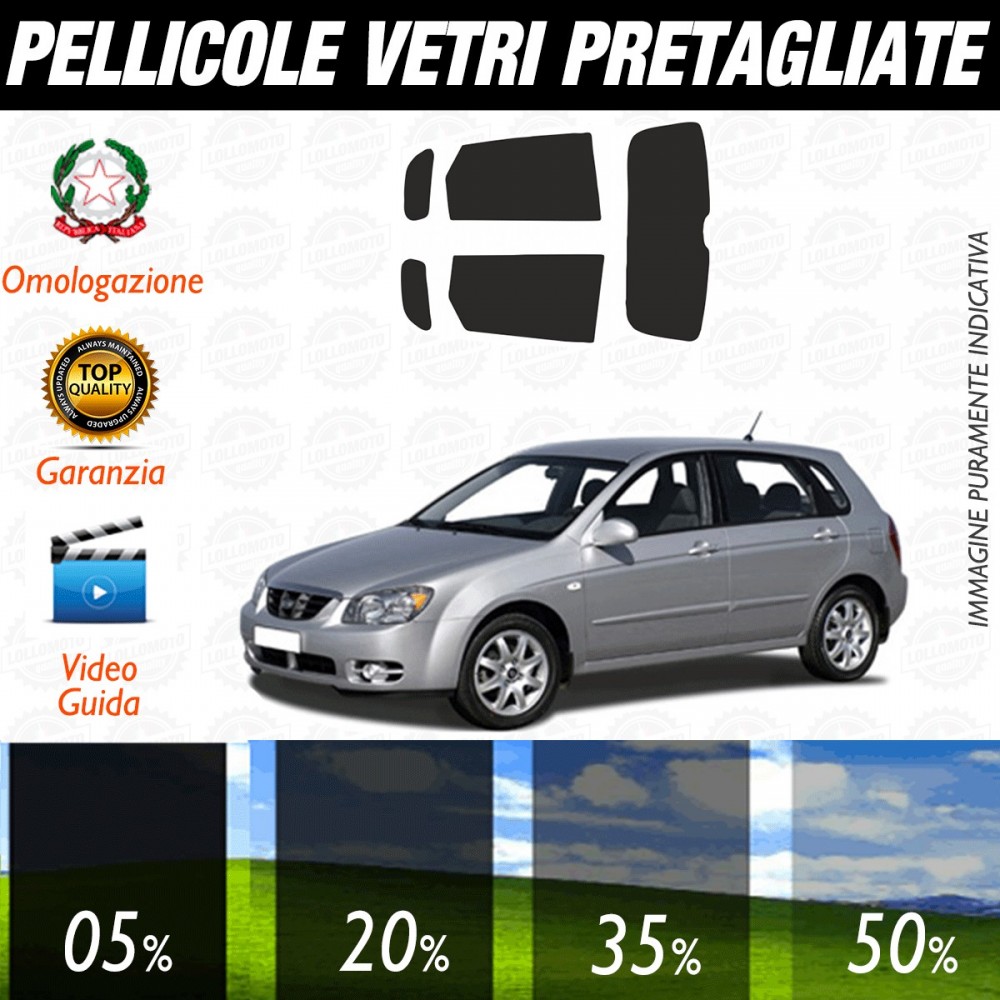 Kia Cerato 5P dal 2004 al 2006 Pellicole Oscuramento Vetri Auto Pre Tagliate a Misura