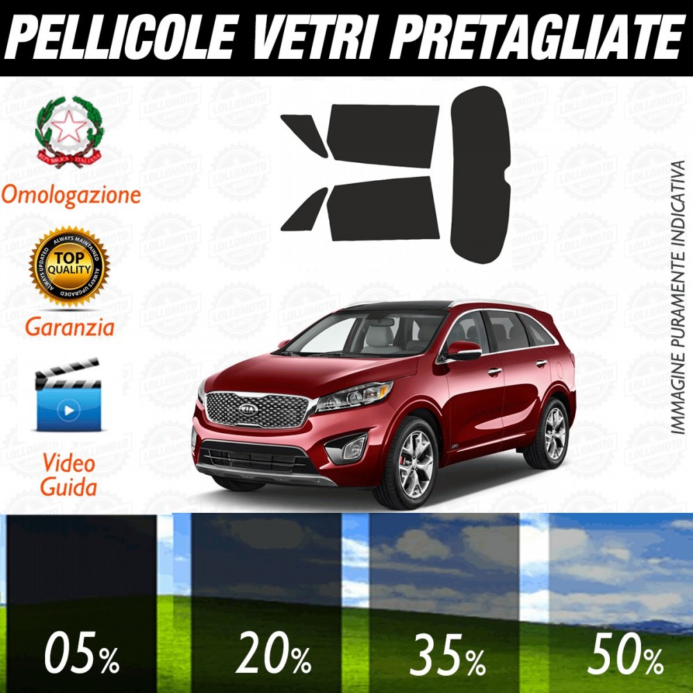 Kia Sorento dal 2010 ad OGGI Pellicole Oscuramento Vetri Auto Pre Tagliate a Misura