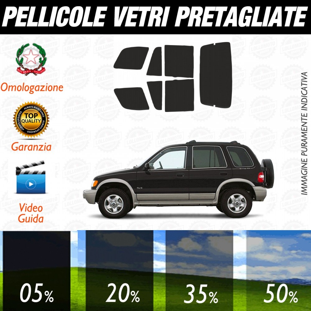 Kia Sportage dal 1996 al 2003 Pellicole Oscuramento Vetri Auto Pre Tagliate a Misura