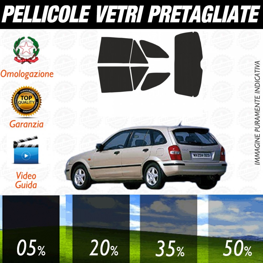 Mazda 323 F DAL 1999 AL 2003 Pellicole Oscuramento Vetri Auto Pre Tagliate a Misura
