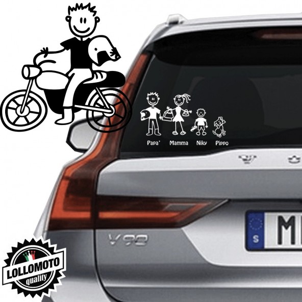 Papà Motociclista Vetro Auto Famiglia StickersFamily Stickers