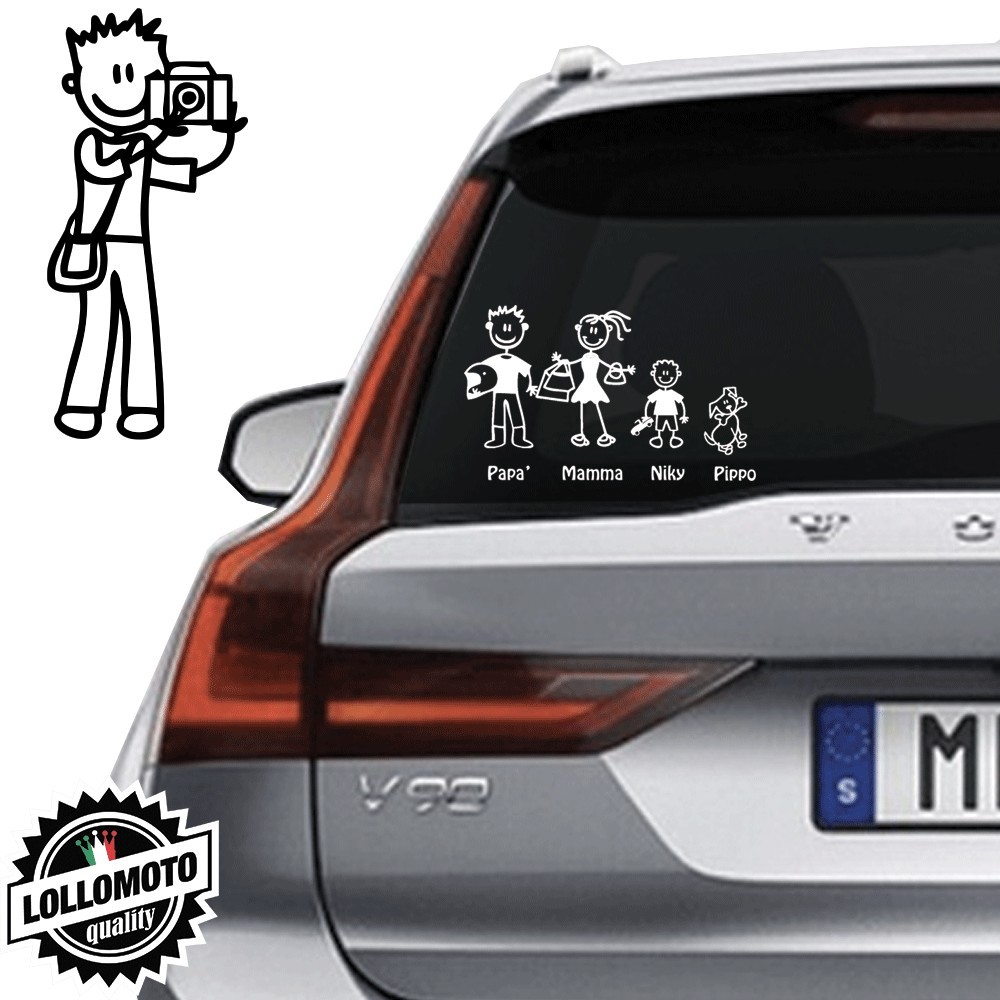 Papà Fotografo Vetro Auto Famiglia StickersFamily Stickers