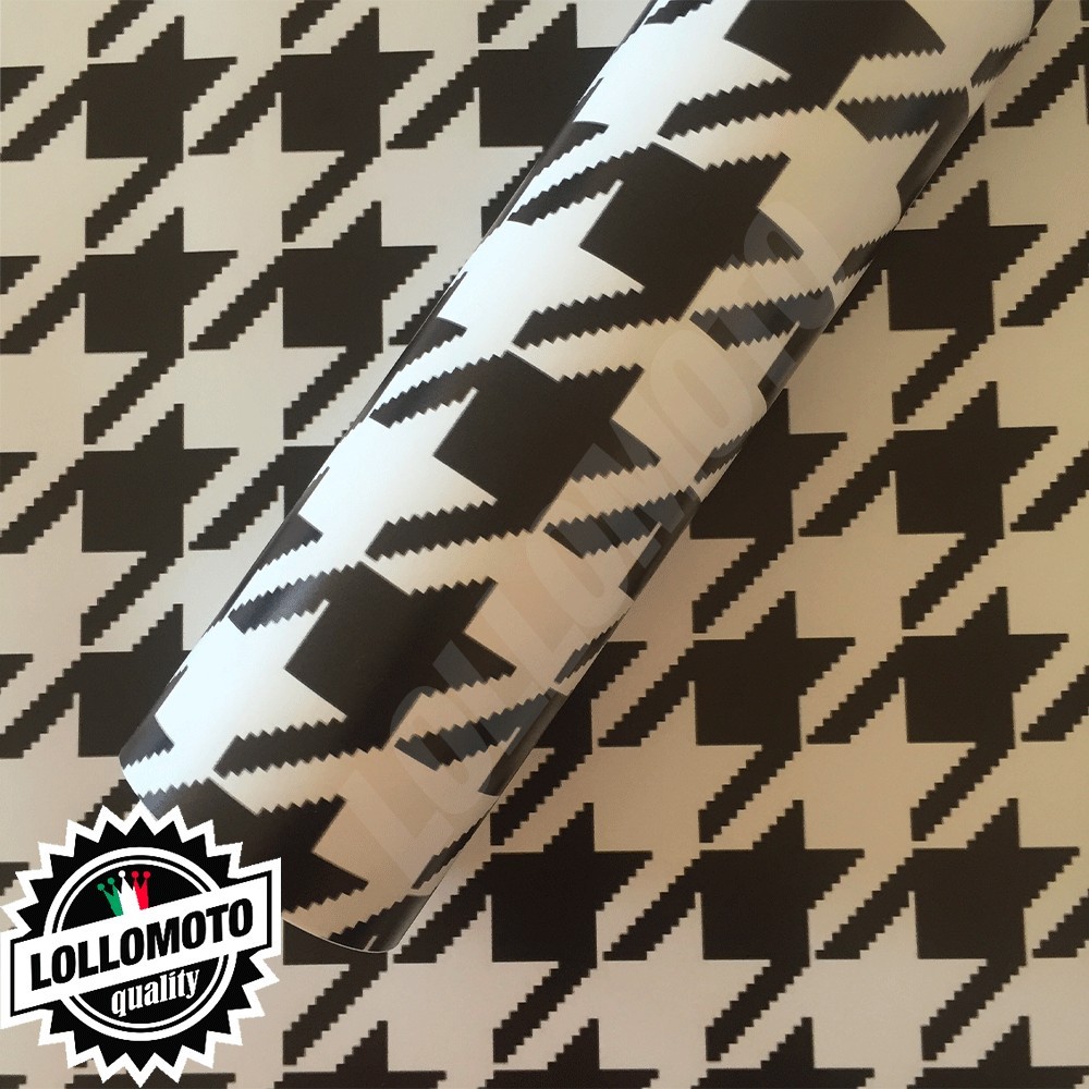 Pied de Poule Bianco e Nero Pellicola Adesiva Rivestimento Auto
