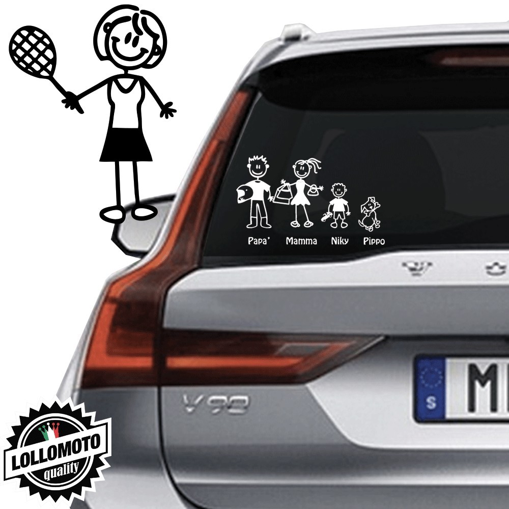 Mamma Tennista Vetro Auto Famiglia StickersFamily Stickers