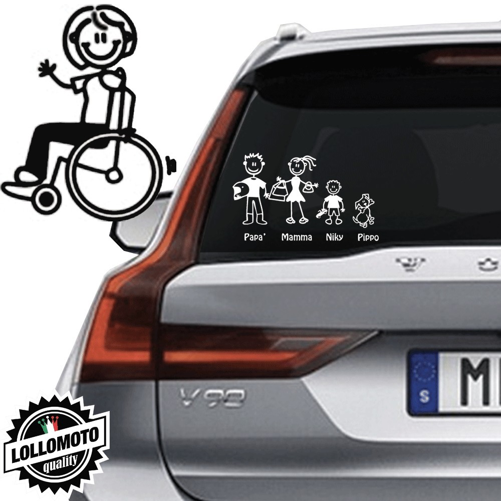 Mamma Diversamente Abile Vetro Auto Famiglia StickersFamily