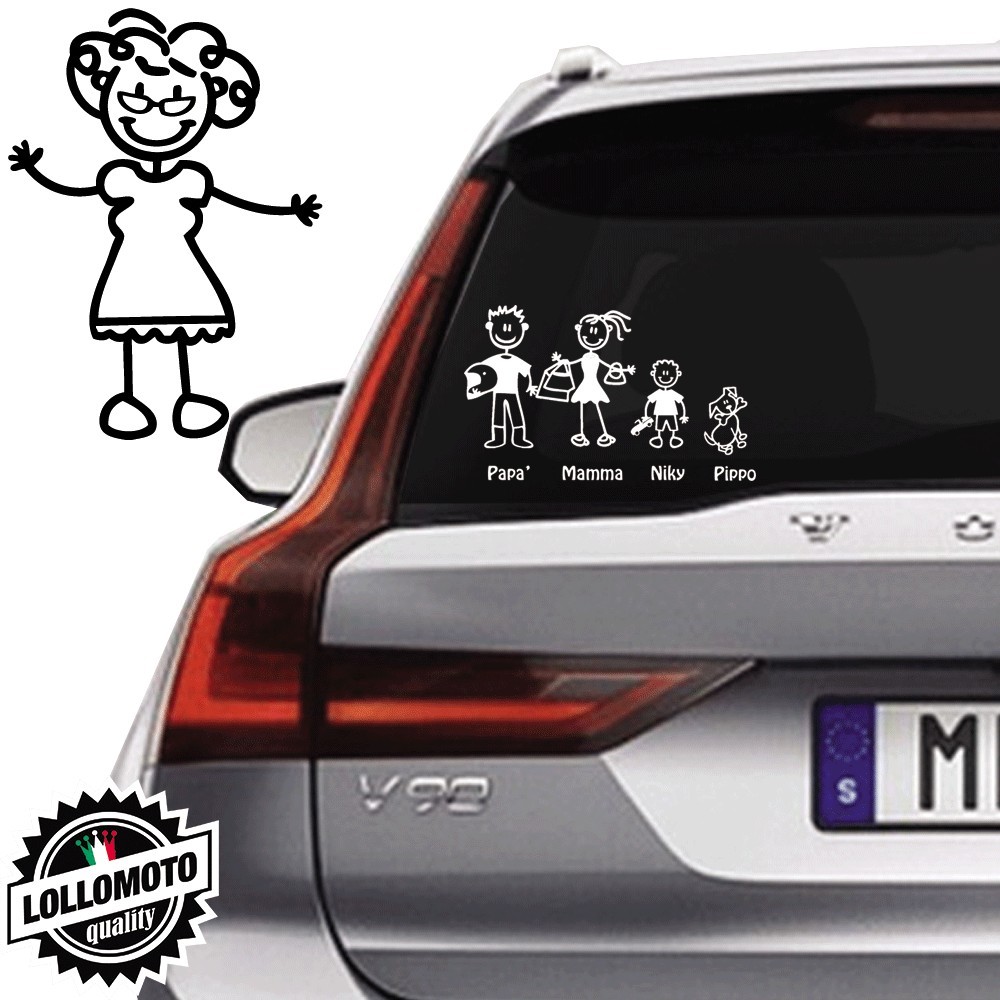 Nonna Con Vestito Vetro Auto Famiglia StickersFamily Stickers