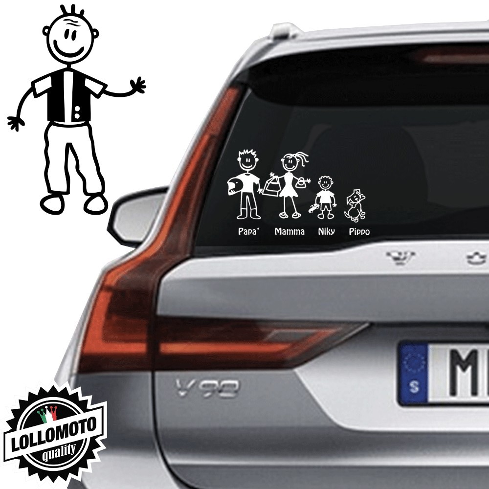 Nonno Con Gilet Vetro Auto Famiglia StickersFamily Stickers