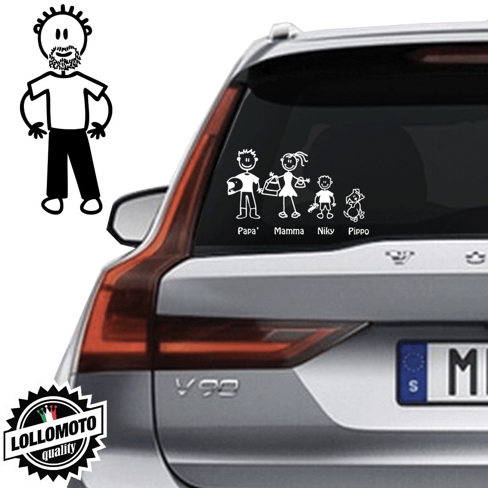 Nonno Con Barba Vetro Auto Famiglia StickersFamily Stickers