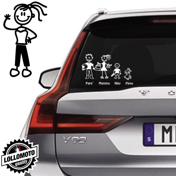 Ragazza Con Pantaloni Neri Vetro Auto Famiglia StickersFamily