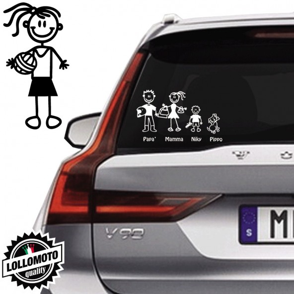Ragazza Pallavolo Vetro Auto Famiglia StickersFamily Stickers