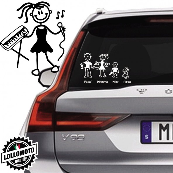 Ragazza Con Piano e Microfono Vetro Auto Famiglia