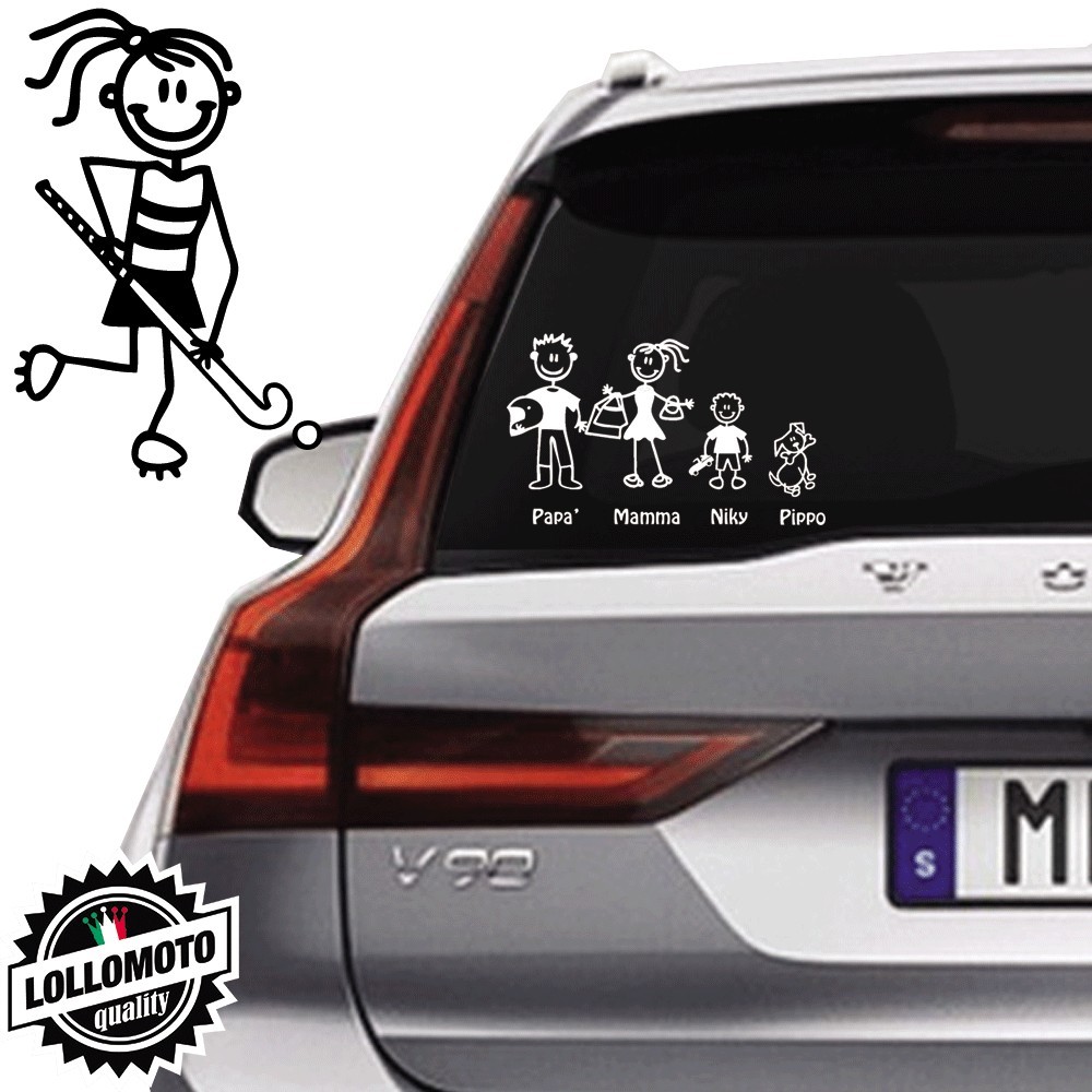 Ragazza Hockey Vetro Auto Famiglia StickersFamily Stickers